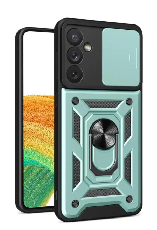 Ochranný kryt se stojánkem, magnetem a krytkou na objektiv pro Samsung Galaxy S22 Ultra zelená