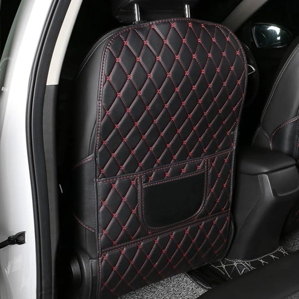 Ochranný kryt zadní strany autosedačky 75,7×43,7 cm s kapsami voděodolný chránič proti okopání a nečistotám organizér černý červená