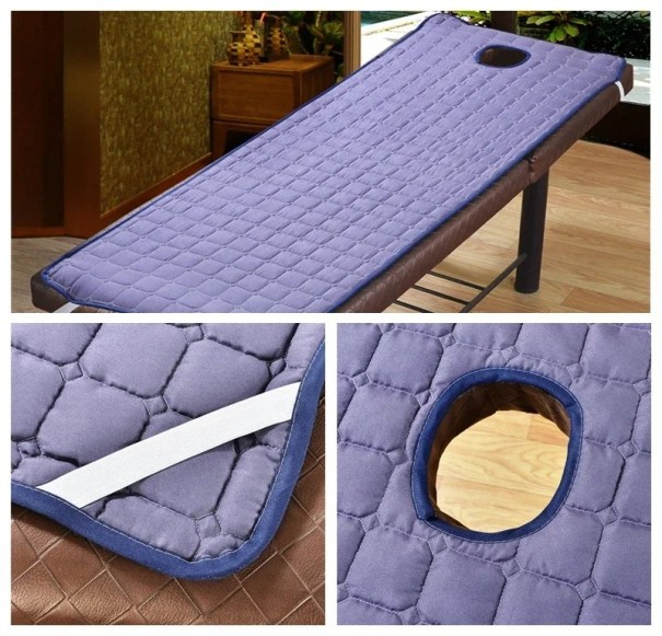Ochranný potah na masážní křeslo 180x60cm s otvorem na obličej Elastický hygienický přehoz SPA Kosmetika Wellness Pohodlný prodyšný materiál fialová