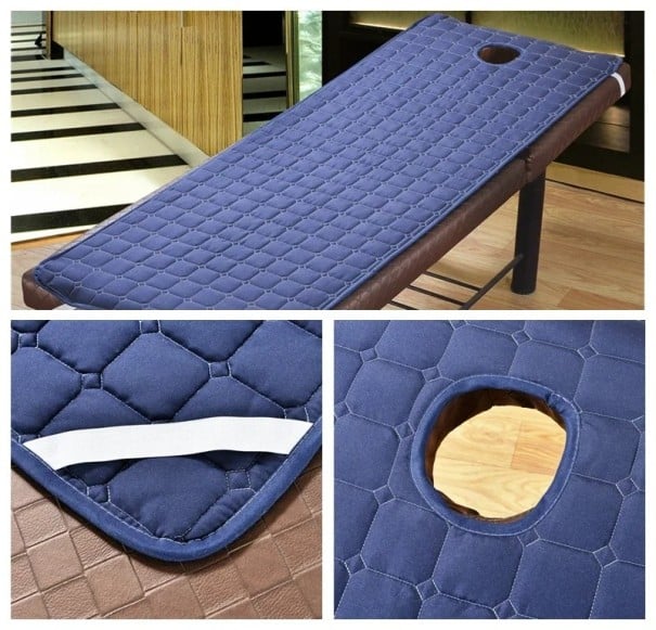 Ochranný potah na masážní křeslo 190x80cm s otvorem na obličej Elastický hygienický přehoz SPA Kosmetika Wellness Pohodlný prodyšný materiál modrá