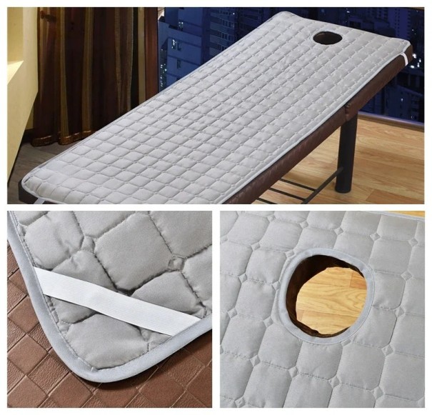 Ochranný potah na masážní křeslo 190x80cm s otvorem na obličej Elastický hygienický přehoz SPA Kosmetika Wellness Pohodlný prodyšný materiál šedá