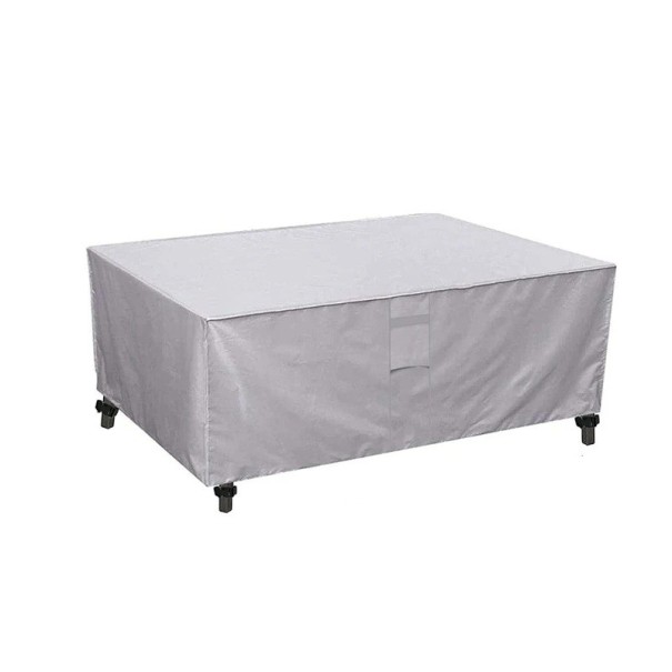 Ochranný potah na záhradný nábytok 180 x 120 x 74 cm vodoodolný kryt proti prachu vetru dažďu snehu so sťahovacou šnúrkou a prackami sivá