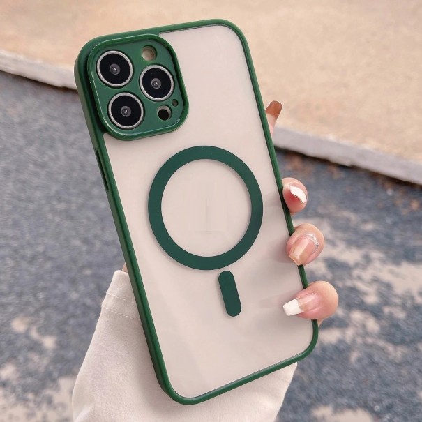 Ochronne etui z obsługą MagSafe dla iPhone&#39;a 15 Pro Max zielony