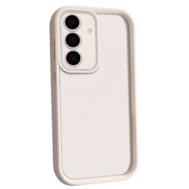 Ochronny silikonowy pokrowiec na Samsung Galaxy A55 5G Jednolity bez wzoru Matowa powierzchnia Wywyższone krawędzie Podwyższony brzeg biały