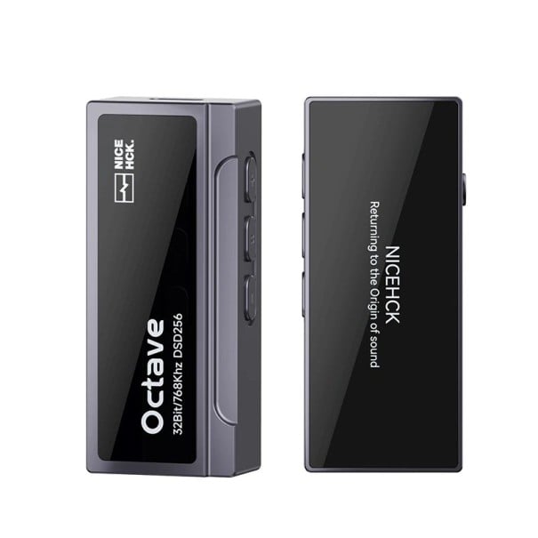 Octave hovedtelefonforstærker med DAC 32 bit og 768 kHz DSD256 stik 3,5 mm og 4,4 mm effekt 550 mW ved 32 ohm til telefon og PC grå