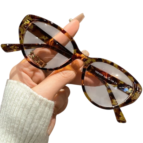 Óculos cat eye de plástico para distância com dioptria -1,00 Óculos estilosos com filtro de luz azul Óculos elegantes para uso diário castanho