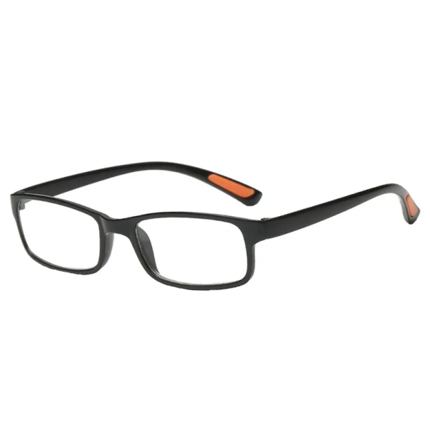 Óculos de leitura pretos em plástico +1,50 material TR90 Óculos com filtro de luz azul Armação leve Óculos resistentes à fadiga ocular 1