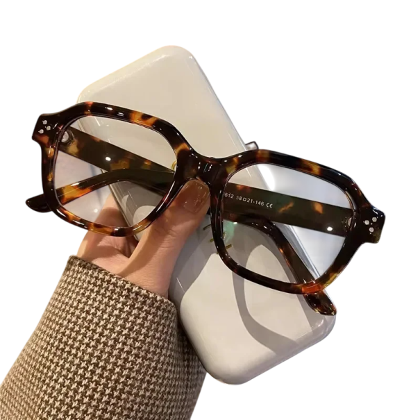 Óculos de plástico quadrados contra a luz azul Proteção ocular ao trabalhar no computador Leitura Ecrãs Design unissexo estiloso leopardo