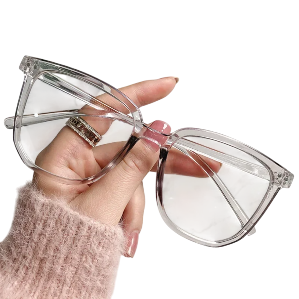 Óculos de plástico quadrados para distância dioptria -1,50 Forma unisex estilosa Filtro de luz azul Proteção ocular Material leve cor transparente