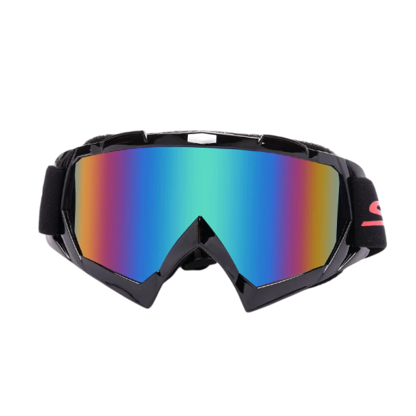 Óculos de proteção para motocicleta pretos com lentes coloridas Óculos estilosos para moto Contra o vento Conforto no uso Construção resistente 1