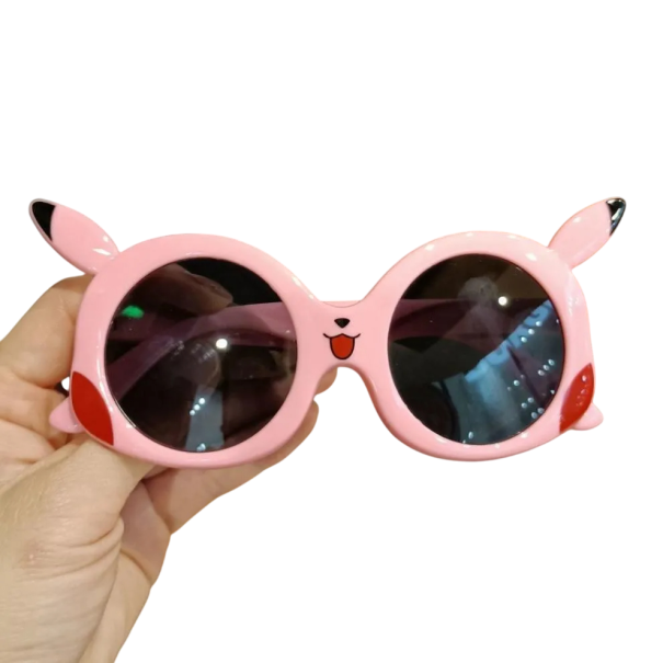 Óculos de sol infantis Pikachu 12,4 x 5,3 cm Óculos divertidos com orelhas Pokémon Proteção ocular contra o sol Acessório de verão para crianças Carnaval rosa