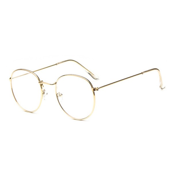Óculos retro ovais não dioptricos dourado