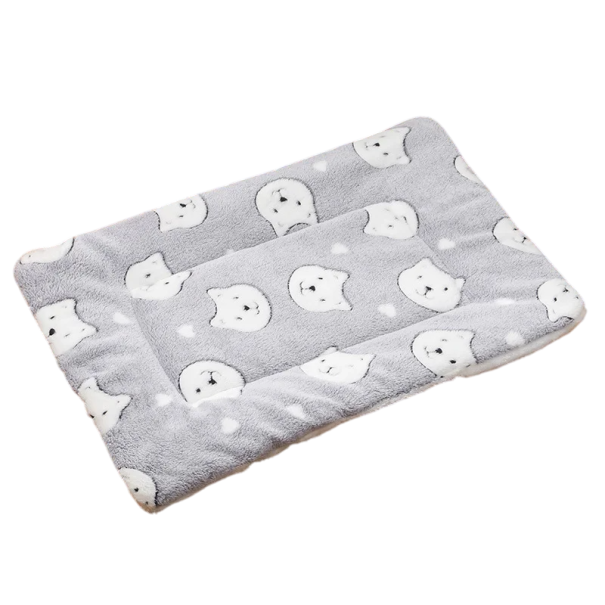 Oddychowa flanelowa podkładka dla kotów 79 x 60 cm Miękka kocyk z nadrukiem białych kotów Izolacyjna, wygodna podkładka szary