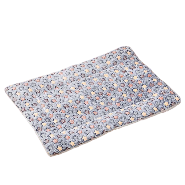 Oddychowa flanelowa podkładka dla kotów 79 x 60 cm Miękka szara koc z kolorowymi gwiazdami Legowisko dla kota Wygodne leżenie 1