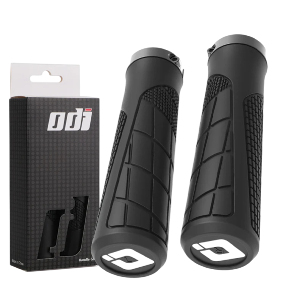 ODI Uchwyty kierownicy 135 x 22,2 mm MTB BMX Miękkie gumowe uchwyty z blokadą antypoślizgowe mankiety rowerowe Uchwyty gumowe z wkładką plastikową czarny