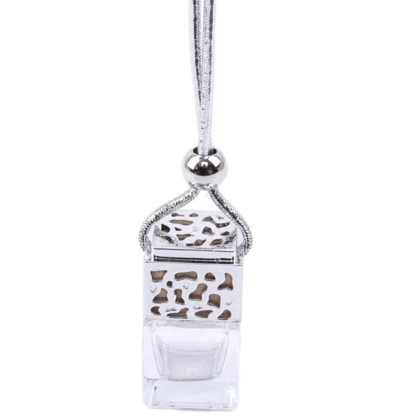 Odorizant auto din sticlă, sticlă de parfum, uleiuri esențiale, aromă, sticlă, oglindă, decor interior auto, agățat argint