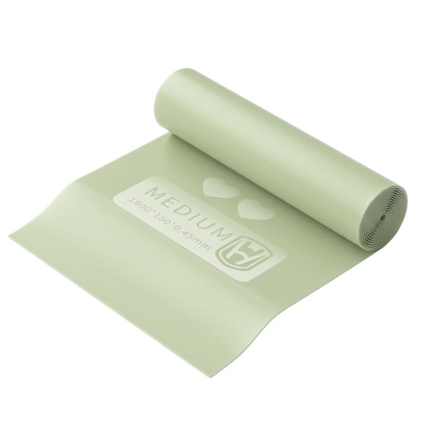 Odporová guma 180 x 15 cm tloušťka 0,45 mm odpor 9 kg světle zelený pás na posilování a protahování pro pilates jógu a domácí fitness 1