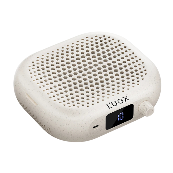 Odsávačka prachu na nehty 20 W s 10 stupni rychlosti do 6000 ot./min 19 x 18,2 x 5,6 cm s magnetickým krytem a USB-C dobíjením krémově bílá 1