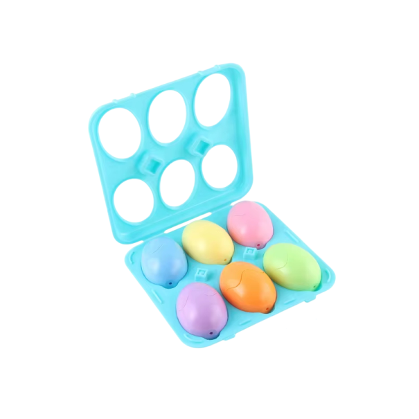 Oeufs de jeu colorés 6 pcs avec formes 4,5 x 5 cm Jouet éducatif à ouvrir pour le tri Développement de la motricité et de la coordination Boîte 1