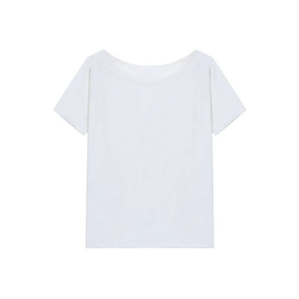 Off-shoulder T-shirt Løs pasform Casual dametop Elegant komfortabel stil Moderigtig T-shirt til arbejde og fritid hvid S