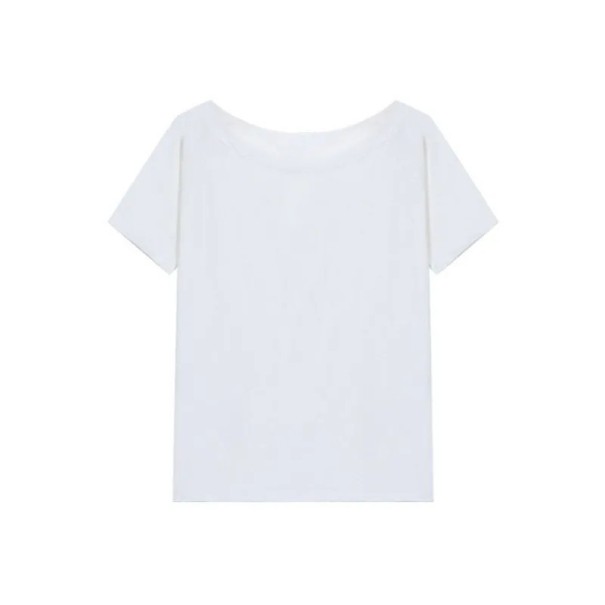 Off-shoulder T-shirt Losse pasvorm Casual damestop Elegante comfortabele stijl Modieus T-shirt voor werk en vrije tijd wit M