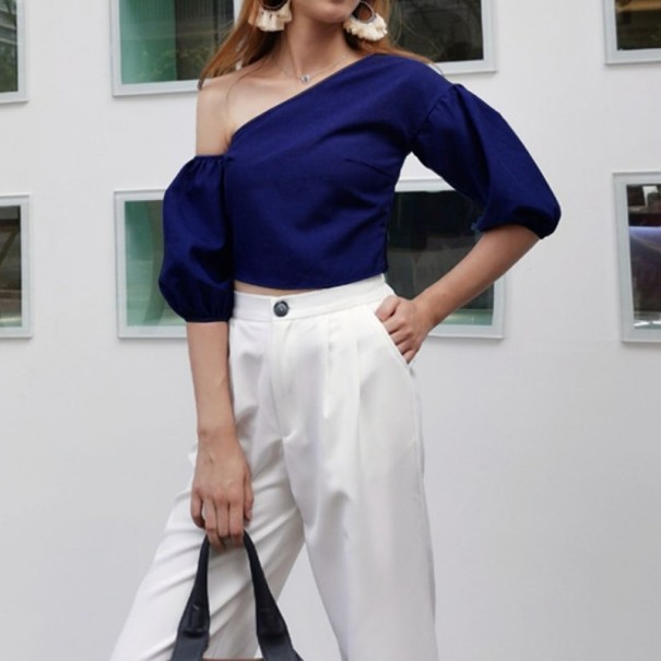 Off-shoulder-topp för damer B201 blå 3XL