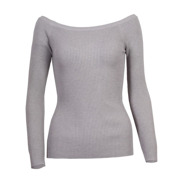 Off-shoulder tröja för kvinnor ljusgrå