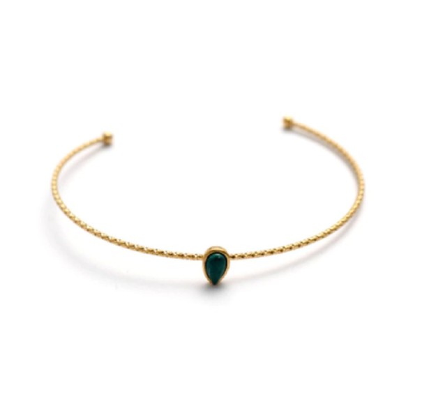 Offenes Damenarmband H611 dunkelgrün