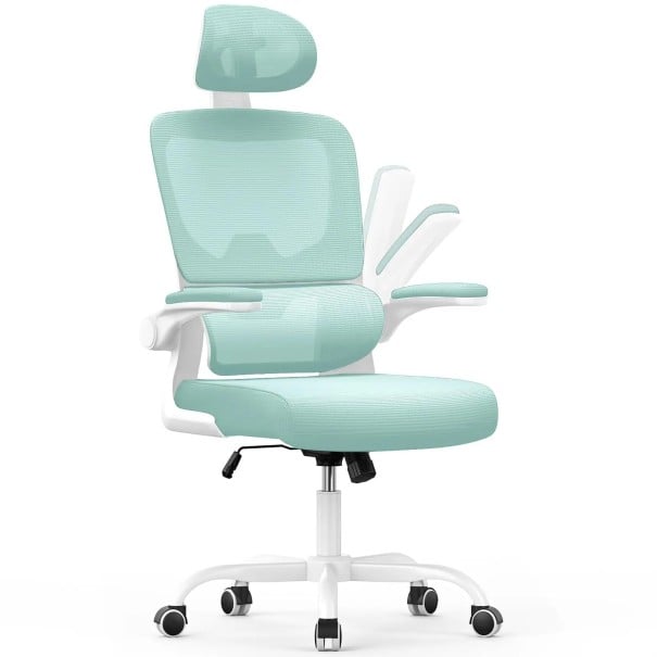 Office Chair with Headrest 51 x 54 x 110 cm Adjustable Seat Height Flip-Up Armrests Max. 150 kg green