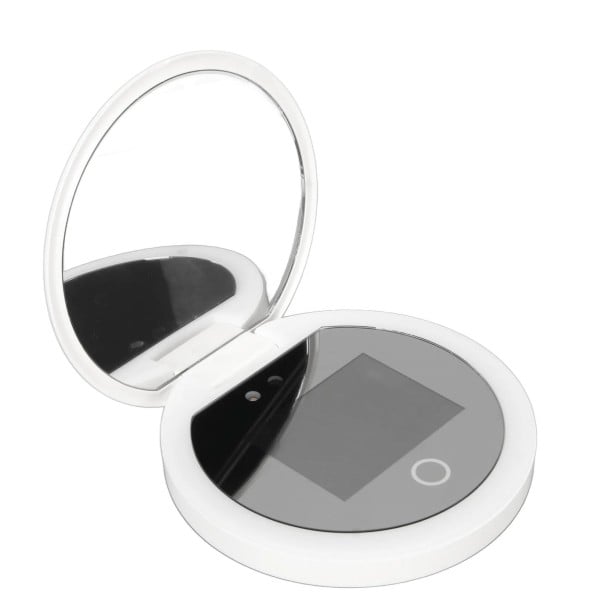 Oglindă cosmetică compactă cu lumină UV și iluminare LED, oglindă pliabilă tactilă cu mărire 2x, pentru machiaj și îngrijire a pielii 1