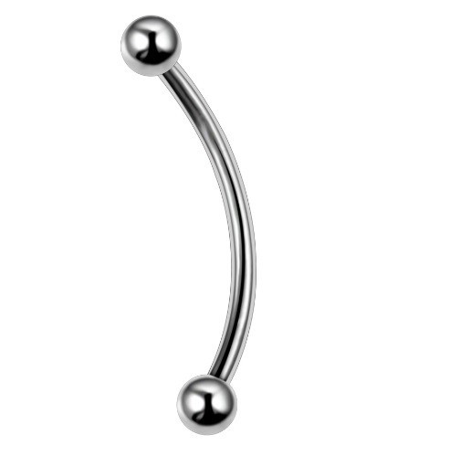 Ohnutý piercing do jazyku J2582 stříbrná 16 mm