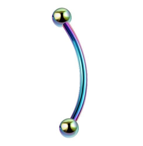Ohnutý piercing do jazyku J2582 vícebarevná 16 mm
