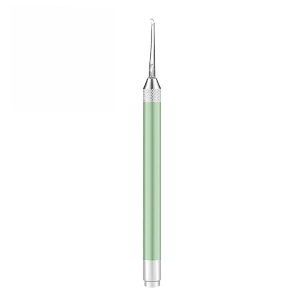 Ohrenreiniger mit LED-Licht Sicherer Ohrenschaber für Kinder und Erwachsene Auswechselbare Aufsätze Ergonomischer Griff Hygienische Pflege grün