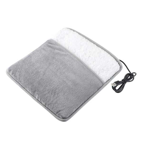 Ohřívač nohou 30 x 30 x 2,5 cm USB vyhřívaná měkká podložka s plyšovým povrchem Šedý teplý polštář pro nohy a tělo 1