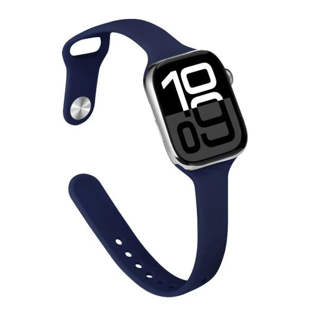 Ohut silikoninen ranneke Apple Watch S10 42 mm ja 38 mm 40 mm 41 mm Kevyt hengittävä pehmeä varaosa yhteensopiva useiden mallien laivastonsininen