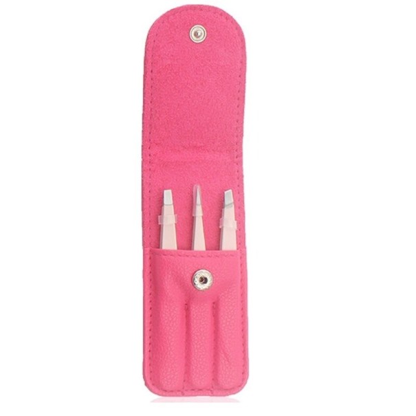 Øjenbrynspincetsæt 3 stk. rosa