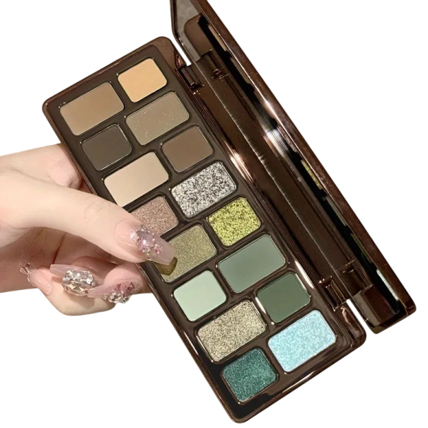 Øjenskyggepalette 16 farver Matte, glitrende og skinnende jordtoner Røget retro makeup Highlighter og blush i ét 1