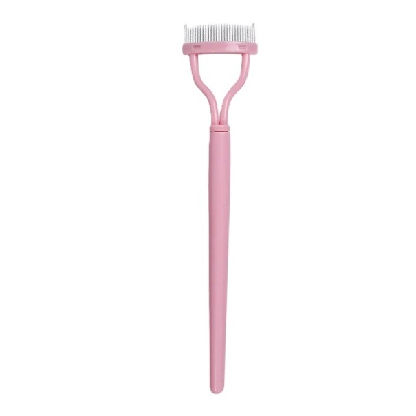 Øjenvippeseparator med metaltænder 12,8 x 2,6 x 1,6 cm Øjenvippekam i rustfrit stål Mascarabørste ABS makeupværktøj Til lige og krøllede øjenvipper rosa
