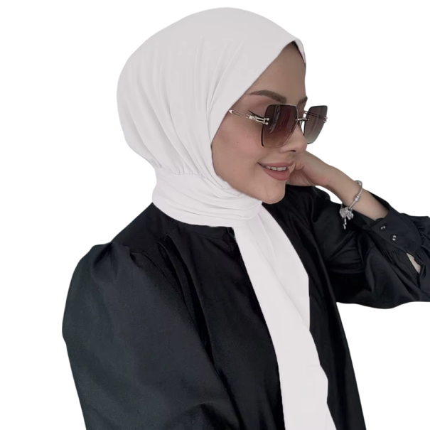 Okamžitý hidžáb pro muslimské ženy 15 x 135 cm Plný kryt hlavy Islámský turban Celoroční jednoduchý šátek Běžný střih bílá