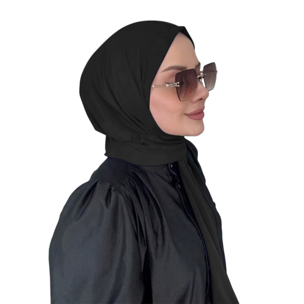 Okamžitý hidžáb pro muslimské ženy 15 x 135 cm Plný kryt hlavy Islámský turban Celoroční jednoduchý šátek Běžný střih černá
