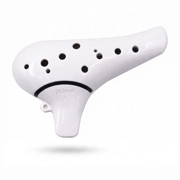 Okarina 12 huller Alto C 15,5 x 9,5 cm af ABS plast Hvid Med etetui og grebstabel Musikinstrument til begyndere og børn 1