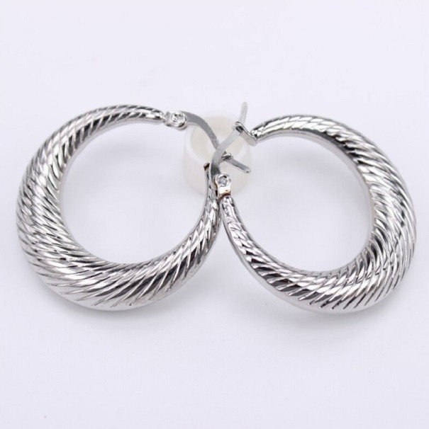 Okrągłe kolczyki damskie G457 srebrny 35 mm