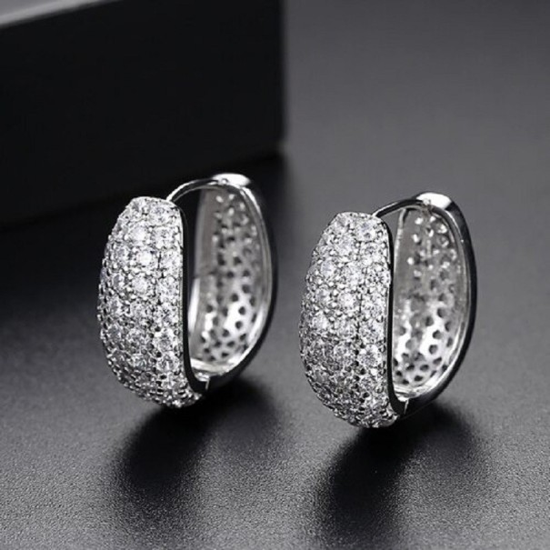 Okrągłe kolczyki damskie z cyrkoniami G1258 9