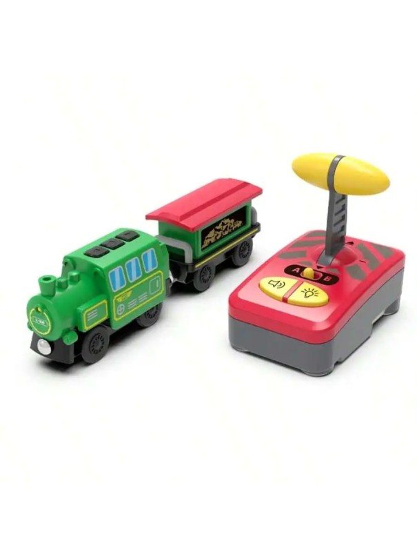 Old Locomotive with Carriage Plastic Toy with Remote Control Interactive Train for Children, Development of Motor Skills and Coordination 1