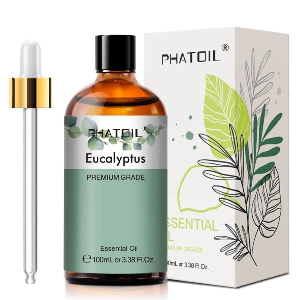 Olio essenziale 100 ml con pipetta in vetro Aromaterapia Olio profumato per diffusore Profumo naturale Relaxazione Uso domestico Pipetta Eucalyptus