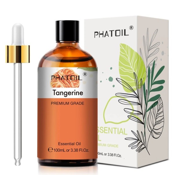 Olio essenziale 100 ml con pipetta in vetro Aromaterapia Olio profumato per diffusore Profumo naturale Relaxazione Uso domestico Pipetta Tangerine