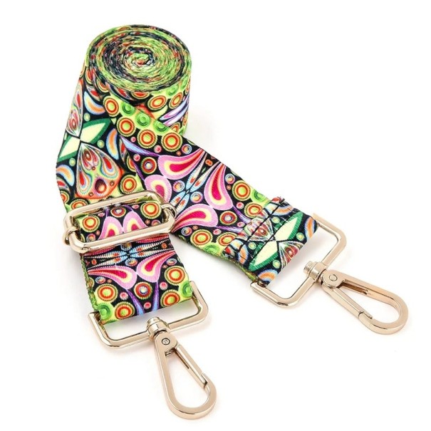 Olkalaukku hihna 80–140 x 3,8 cm Vihreä värikäs mandala kuvio Säädettävä leveä crossbody hihna Varaosahihna 1