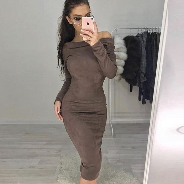 Olkapäät paljaina olevat mekot ruskea L