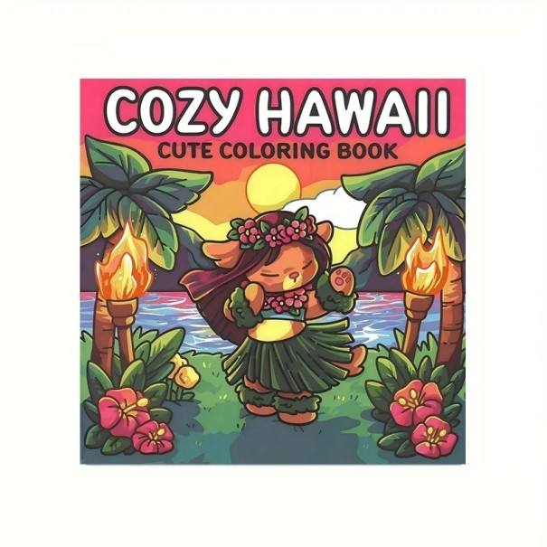 Omalovánche per bambini e adulti con motivi tropicali e hawaiani 20 x 20 cm libro da colorare rilassante per relax e creatività 1