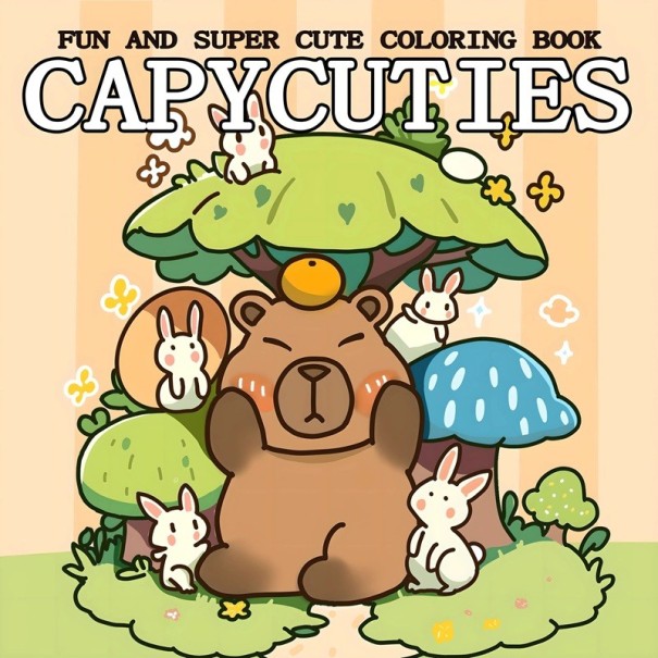 Omalovănci cu capybara desen simplu pentru copii și adulți 24 de pagini 20 x 20 cm exercițiu de motricitate carte de relaxare 1
